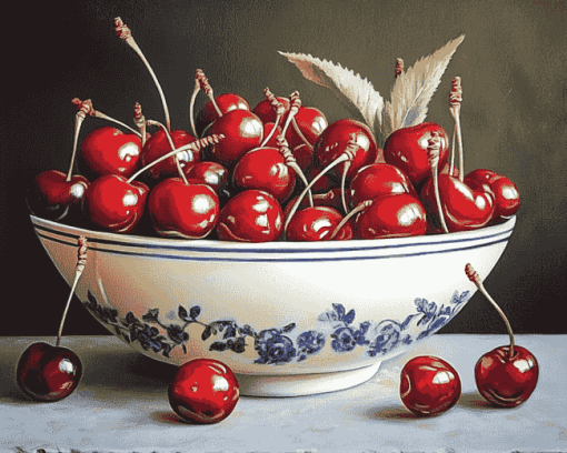 Bountiful Cherry Bowl Diamond Painting