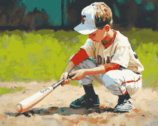 Boys Playing Baseball Diamond Painting