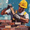 Brick Worker Pop Art Diamond Painting