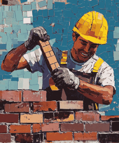 Brick Worker Pop Art Diamond Painting