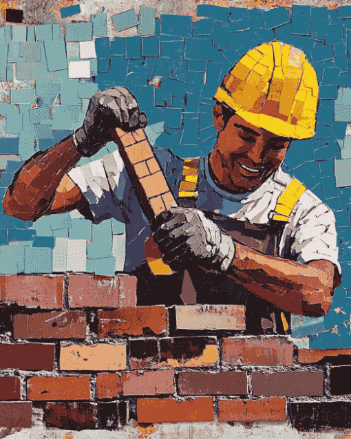 Brick Worker Pop Art Diamond Painting