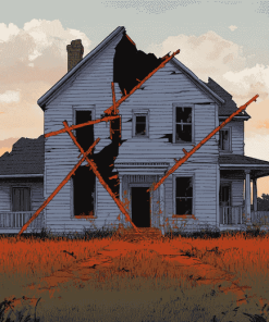 Broken Houses Cartoon Diamond Painting