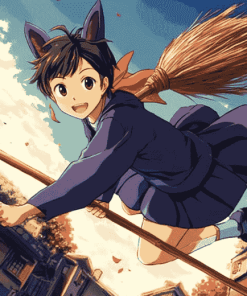 Broom Flying Anime Fantasy Diamond Painting