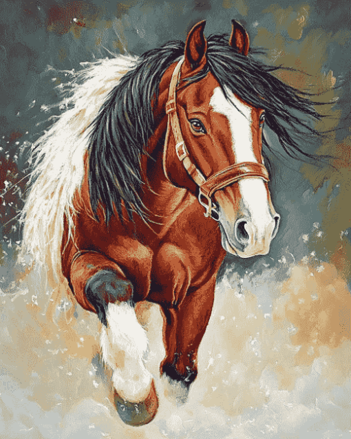 Brown Clydesdale Horse Diamond Painting