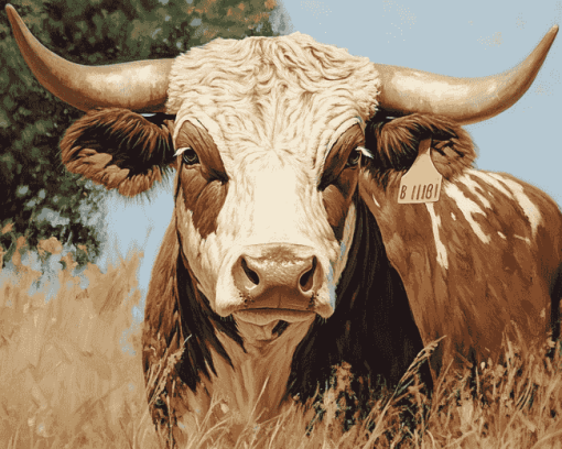 Bull with Horns Diamond Painting