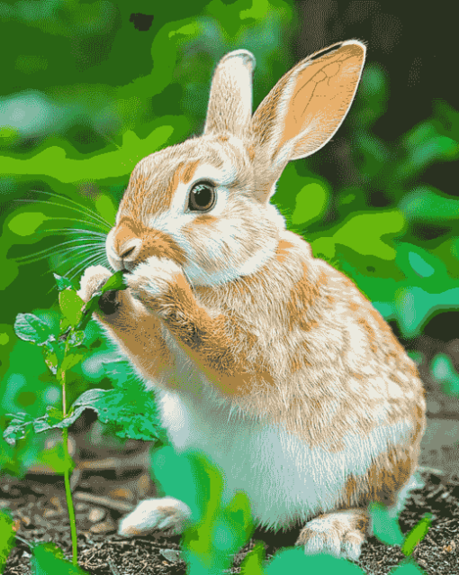 Bunny in Green Landscape Diamond Painting