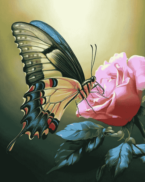 Butterfly Roses Blossoms Diamond Painting