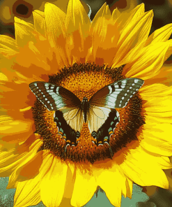 Butterfly Sunflower Blossoms Diamond Painting