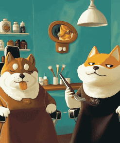 Cartoon Barber Puppies Diamond Painting