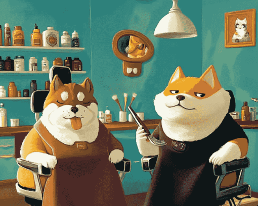 Cartoon Barber Puppies Diamond Painting