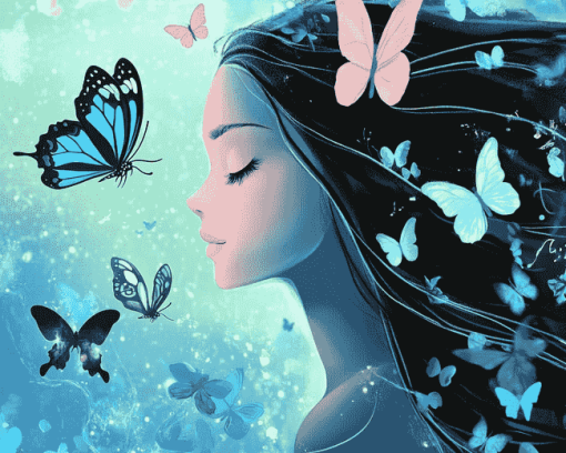 Cartoon Butterfly Girl Animation Diamond Painting