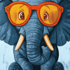 Cartoon Elephant Glasses Diamond Painting