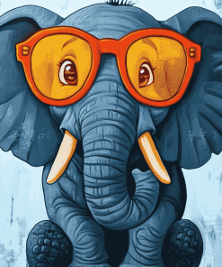 Cartoon Elephant Glasses Diamond Painting