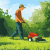 Cartoon Mowing Scene Diamond Painting