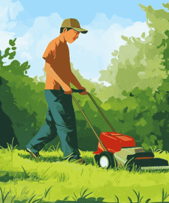 Cartoon Mowing Scene Diamond Painting