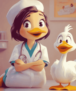 Cartoon Nurse with Duck Diamond Painting