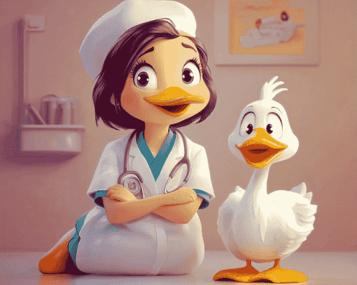 Cartoon Nurse with Duck Diamond Painting