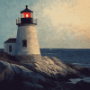 Castle Hill Lighthouse Seaside Scene Diamond Painting