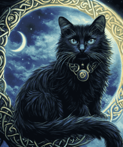 Celtic Black Cat Moon Diamond Painting