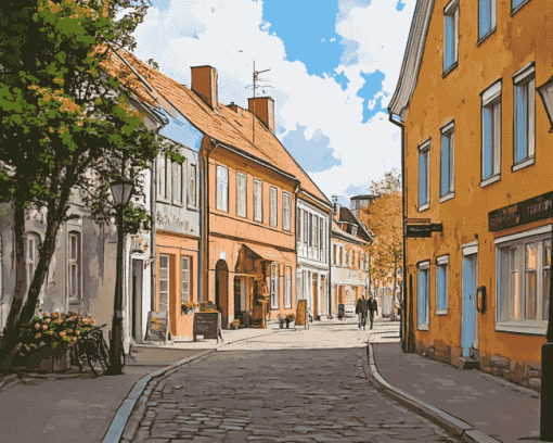 Central Lund Street View Diamond Painting