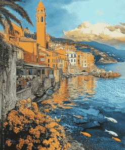 Cervo Liguria Coastline Diamond Painting