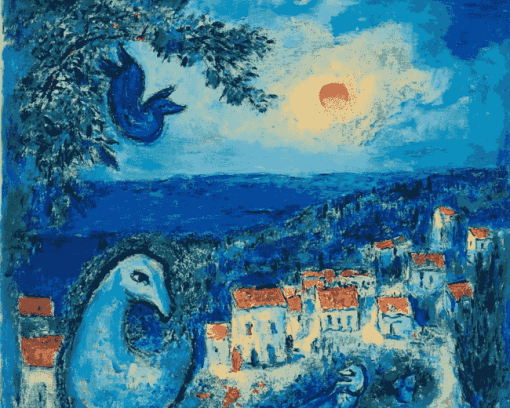 Chagall Blue Landscape Vintage Diamond Painting