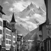 Chamonix Monochrome Towns Diamond Painting