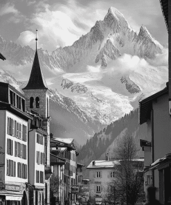 Chamonix Monochrome Towns Diamond Painting