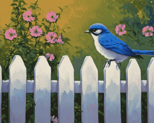 Charming Blue Bird Fowls Diamond Painting