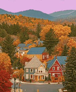 Charming Lake Placid Buildings Diamond Painting