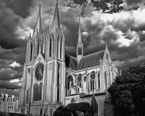 Chartres Cathedral Black And White Diamond Painting