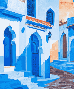 Chefchaouen Blue Homes Diamond Painting