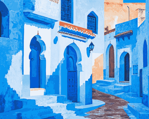 Chefchaouen Blue Homes Diamond Painting