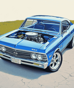 Chevrolet 67 Chevelle Blue Car Diamond Painting