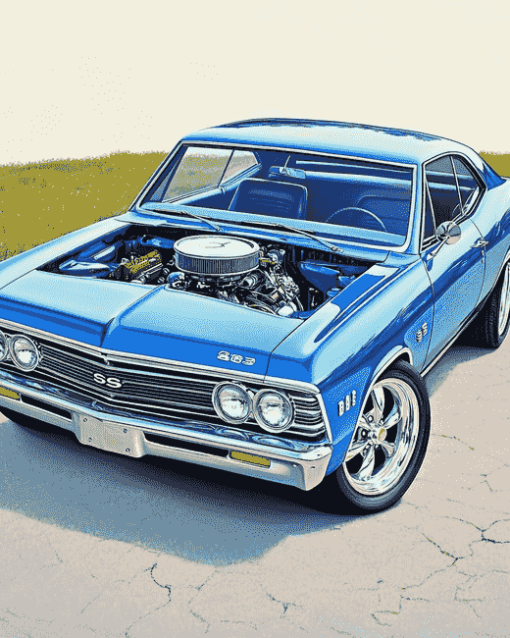 Chevrolet 67 Chevelle Blue Car Diamond Painting