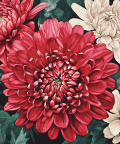 Chinese Chrysanthemums Blossoms Diamond Painting