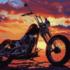 Chopper Bike Sunset Diamond Painting