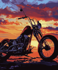 Chopper Bike Sunset Diamond Painting