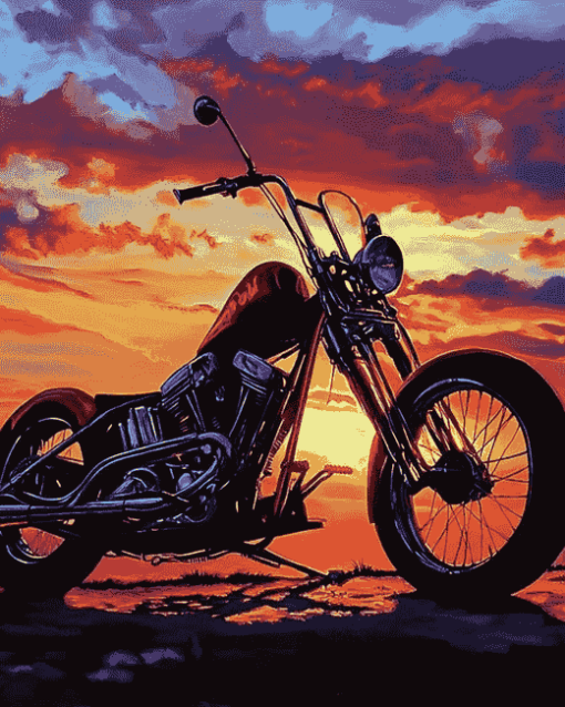 Chopper Bike Sunset Diamond Painting