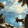 Christ at Lake Tiberias Vintage Diamond Painting