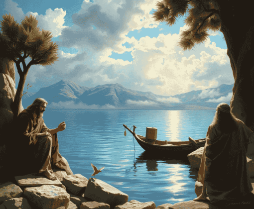 Christ at Lake Tiberias Vintage Diamond Painting