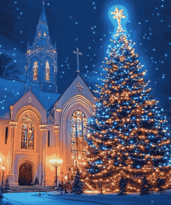 Christmas Church Cathedral Diamond Painting