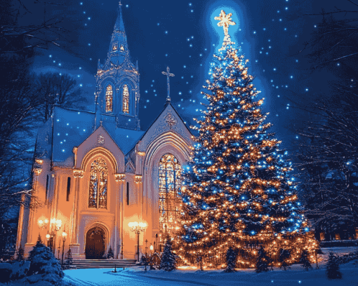 Christmas Church Cathedral Diamond Painting