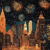 Christmas City Fireworks Diamond Painting