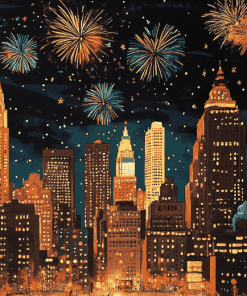 Christmas City Fireworks Diamond Painting