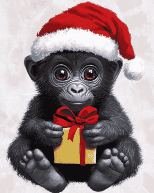 Christmas Gorilla Animation Diamond Painting