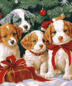 Christmas Kittens and Puppies Diamond Painting