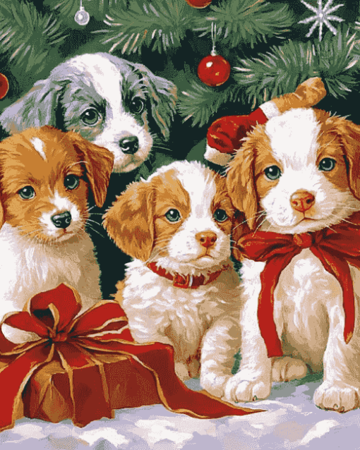 Christmas Kittens and Puppies Diamond Painting