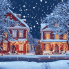 Christmas Night with Snowy Homes Diamond Painting