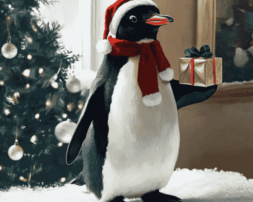 Christmas Penguin Birds Diamond Painting